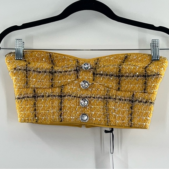 Assignment NWT Cady Yellow Plaid Crop Top size XXS Revolve - Picture 4 of 9